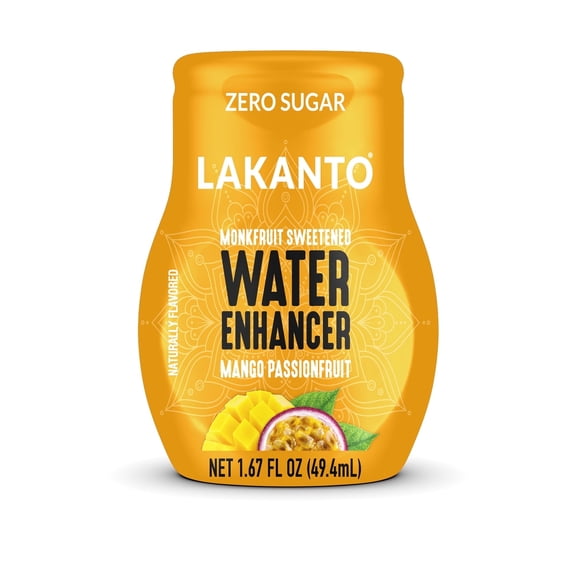 Lakanto Sugar Free Water Enhancer - Sweetened with Monk Fruit Sweetener and Erythritol, on The Go Liquid H2O Hydration, Zero Sugar, Naturally Flavored - Mango Passionfruit (1.67 fl oz - Pack of 1)