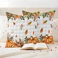 thumbnail image 3 of Orange Yellow Pumpkin Fall Outdoor Waterproof Pillow Covers, Thanksgiving Leaves Grey Plaid Decorative Square Throw Pillowcase Sofa Cushion Sham for Patio/Couch/Chair, 26"x26" 2 Pack, 3 of 8