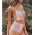 thumbnail image 4 of Women's Orange Vertical Striped High Waist Bikini Swimsuit, 4 of 18