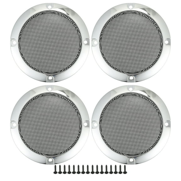Unique Bargains 4 Pcs 3" Car Speaker Grills Cover Mesh Round Audio Subwoofer Protector with Screws Iron Silver Tone