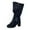 Blue, variant on Xfvqtps Womens Boots Mid Calf Wide Calf Side Zipper Chunky Mid Heel Buckle Strap Almond Toe Casual Commute Heel Boots Gray