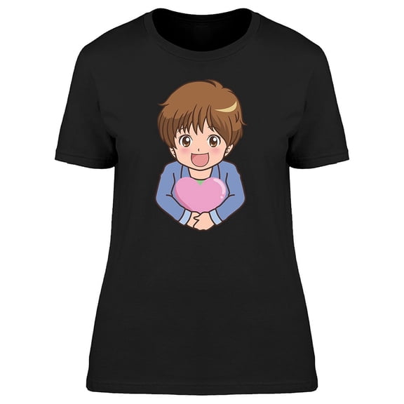 Cute Kawaii Boy With Heart Tee Women's -Image by Shutterstock