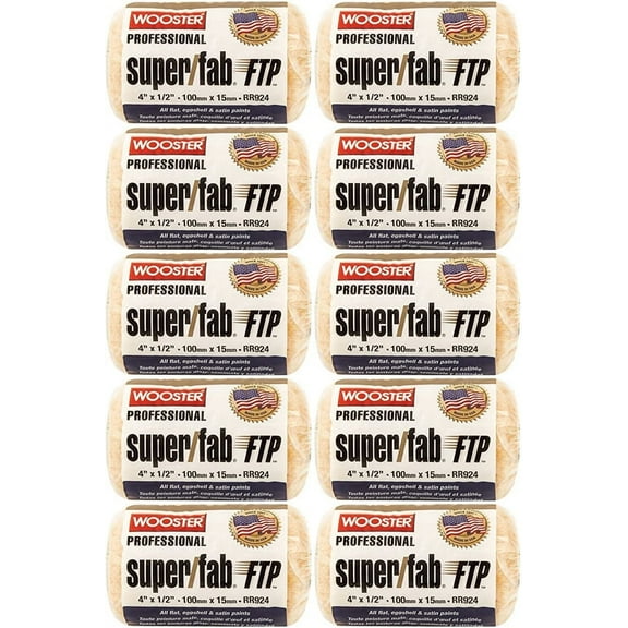 Wooster Genuine 4" Super/Fab FTP 1/2" Nap Roller Covers - RR924-4-10PK