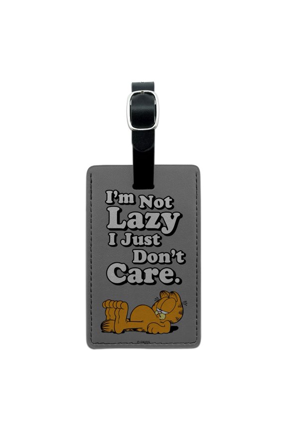 Garfield I'm Not Lazy Rectangle Leather Luggage Card Suitcase Carry-On ID Tag