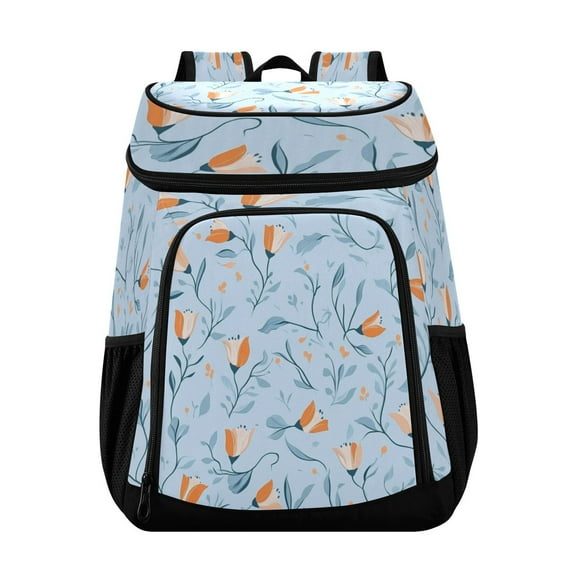 36 Can Capacity Insulated Backpack Cooler Lunch Bag for Picnics, Camping Small Tulips Pattern