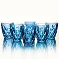 thumbnail image 4 of STP GOODS Vintage Embossed Glasses Set of 6 pcs 8.1 fl oz (240 ml) Glass Drinking Glasses Glass Tumbler Set of 6 Vintage Water Glasses Glassware for Water Cocktail, Blue, 4 of 5