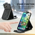 thumbnail image 5 of SaniMore for iPhone 14 Pro Max Magnetic Closure Top & Bottom Flip Wallet Case, Premium PU Leather Cover with Car Mount Card Slot & Adjustable Kickstand Full Body Protective Shell, Black, 5 of 9