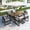 Gray & 7PCS, variant on YIORTWO 6-Piece Outdoor Dining Set, Acacia Wood & Steel Patio Furniture for 6-7 Person, 1 Dining Table 4 Cushioned Chairs & 1 Bench, Gray