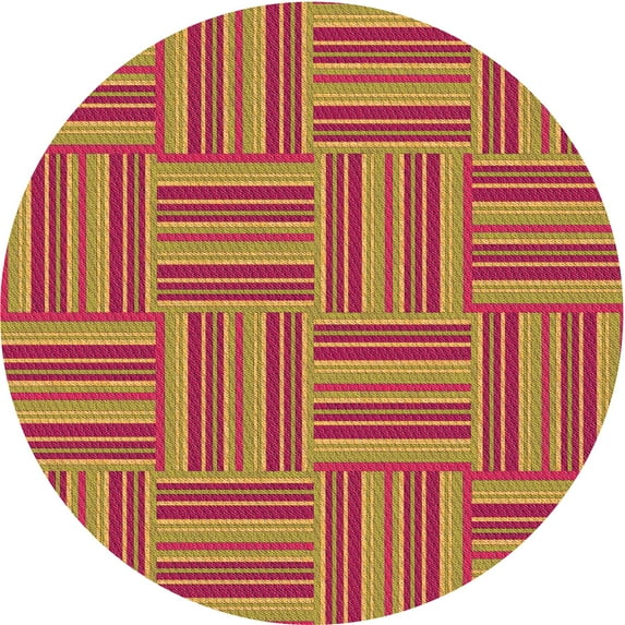 Ahgly Company Machine Washable Indoor Round Transitional Yellow Area Rugs, 8' Round