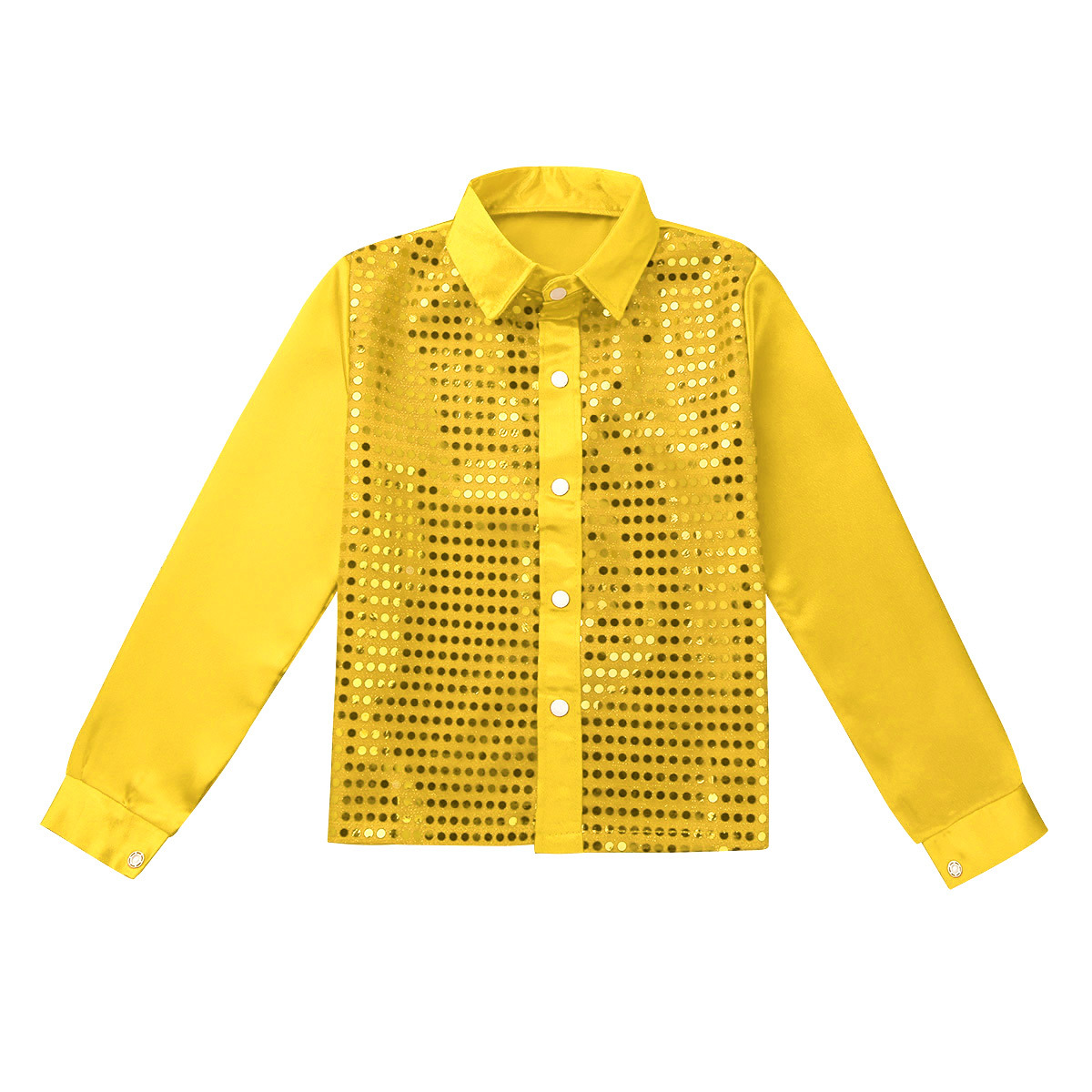 YiZYiF Kids Boys Long Sleeve Tops Shiny Sequined Shirt Jazz Dance Costume - image 4 of 7