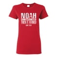thumbnail image 1 of Wild Bobby Noah Was A Conspiracy Theorist Inspirational/Christian Women Graphic Tee, Red, X-Large, 1 of 5