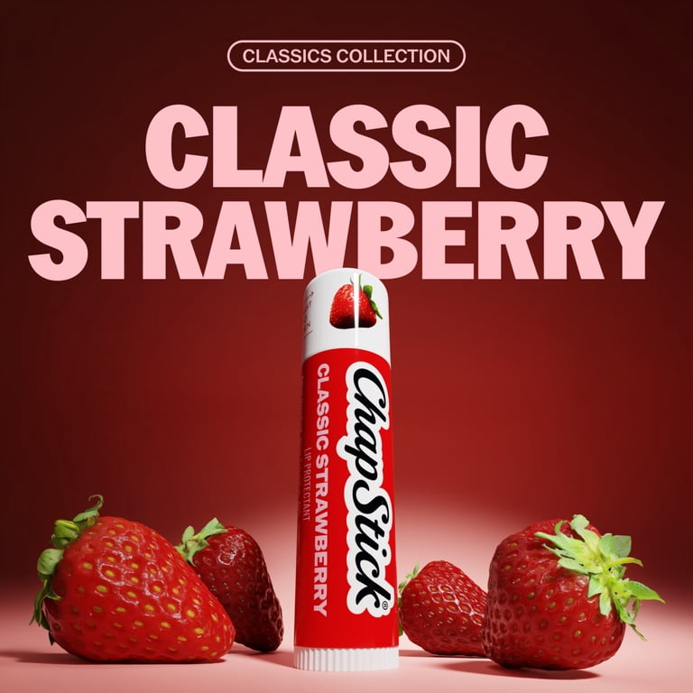 ChapStick Classic Strawberry Flavor Lip Balm Tubes - Pack of 3