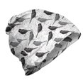 thumbnail image 1 of Grey Unisex Beanie, Birds and Floral Patterns, Hiking Outdoors, Grey White Black, by Ambesonne, 1 of 1