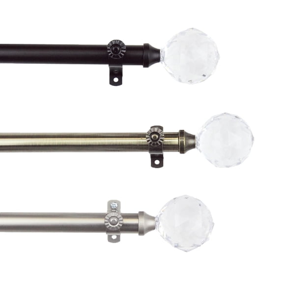 13/16" Dia Adjustable 28-48 inch Curtain Rod with Jeshan Finials - Satin Nickel,(4857-285)
