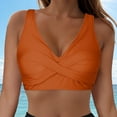 thumbnail image 2 of GEWSEY Women Underwire Full Coverage Bikini Top Only Criss Cross Push Up Swim Crop Top Tie Back Bathing Suit （Orange, L）, 2 of 9