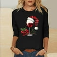 thumbnail image 2 of Fewfanhot Women Fall Clothes Casual Round Neck Sweatshirt Christmas GlassLong Sleeve Shirts Loose Soft Pullover Shirts, 2 of 4