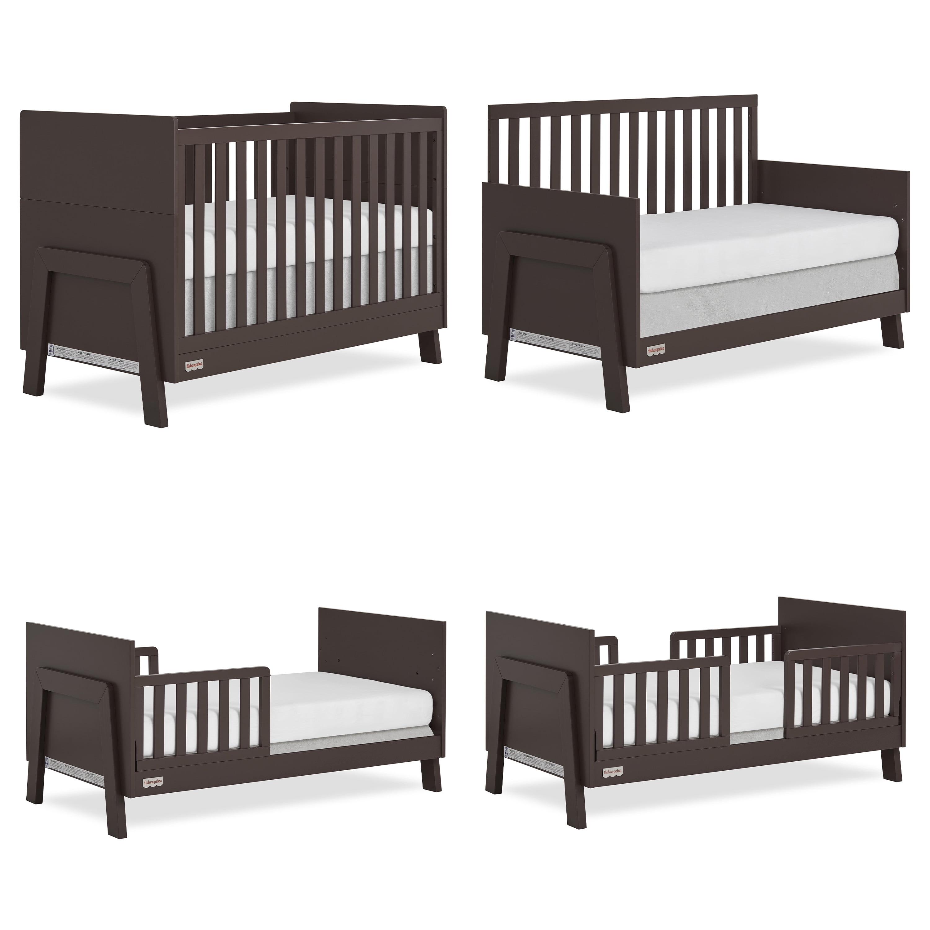 Fisher Price Iris 4  in 1 Convertible Crib by Dream On Me, Chocolate Chip
