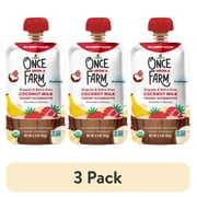(3 pack) Once Upon a Farm Organic Refrigerated Baby Food Coconut Yogurt, Strawberry Banana, 3.2oz Pouch