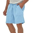 thumbnail image 4 of zfhfof Mens Casual Shorts Summer Beach Cotton Linen Shorts Lightweight Drawstring Elastic Waist Shorts with Pockets, 4 of 9