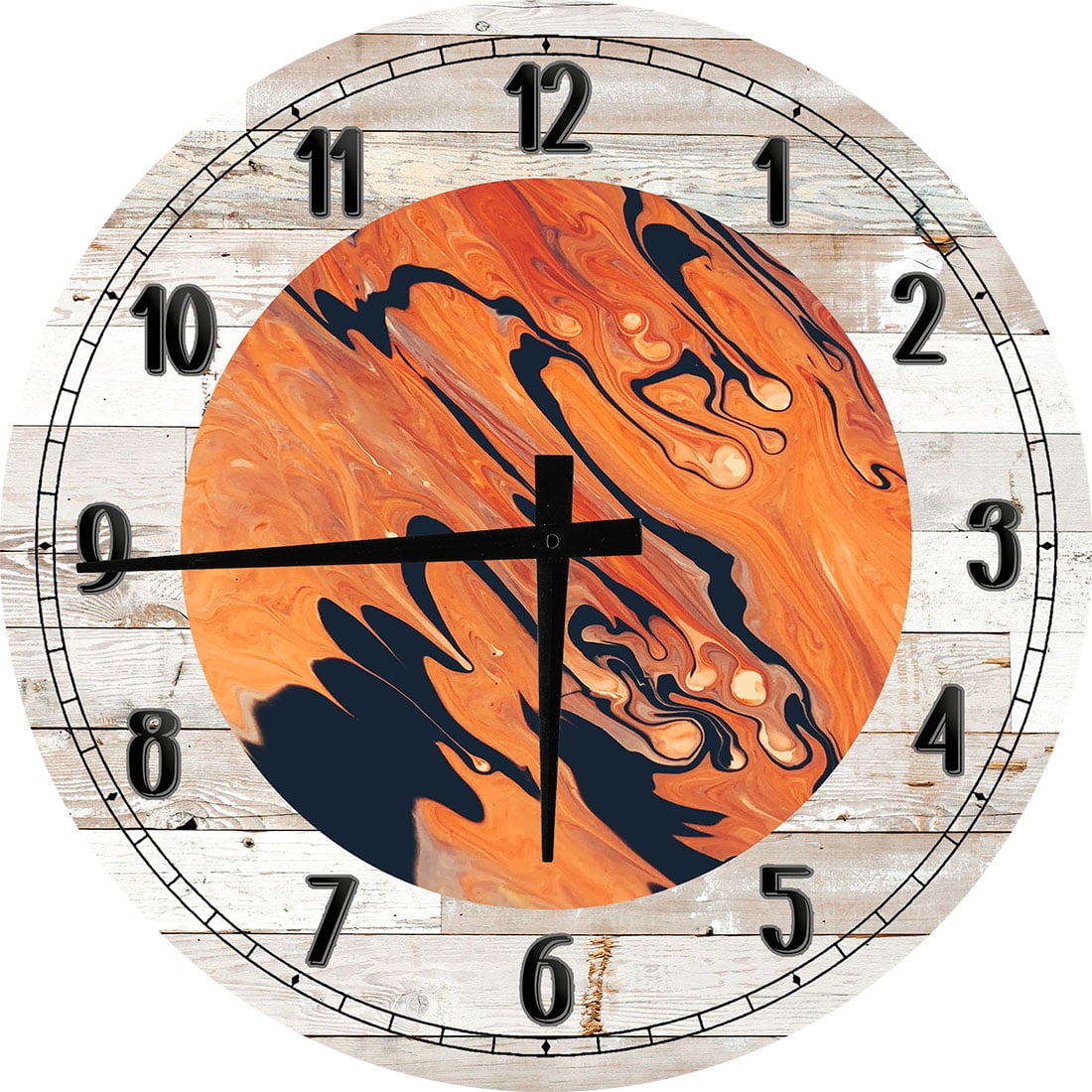 Wood Wall Clock 18 Inch Round Melting Wall Art Melting Orange Modern