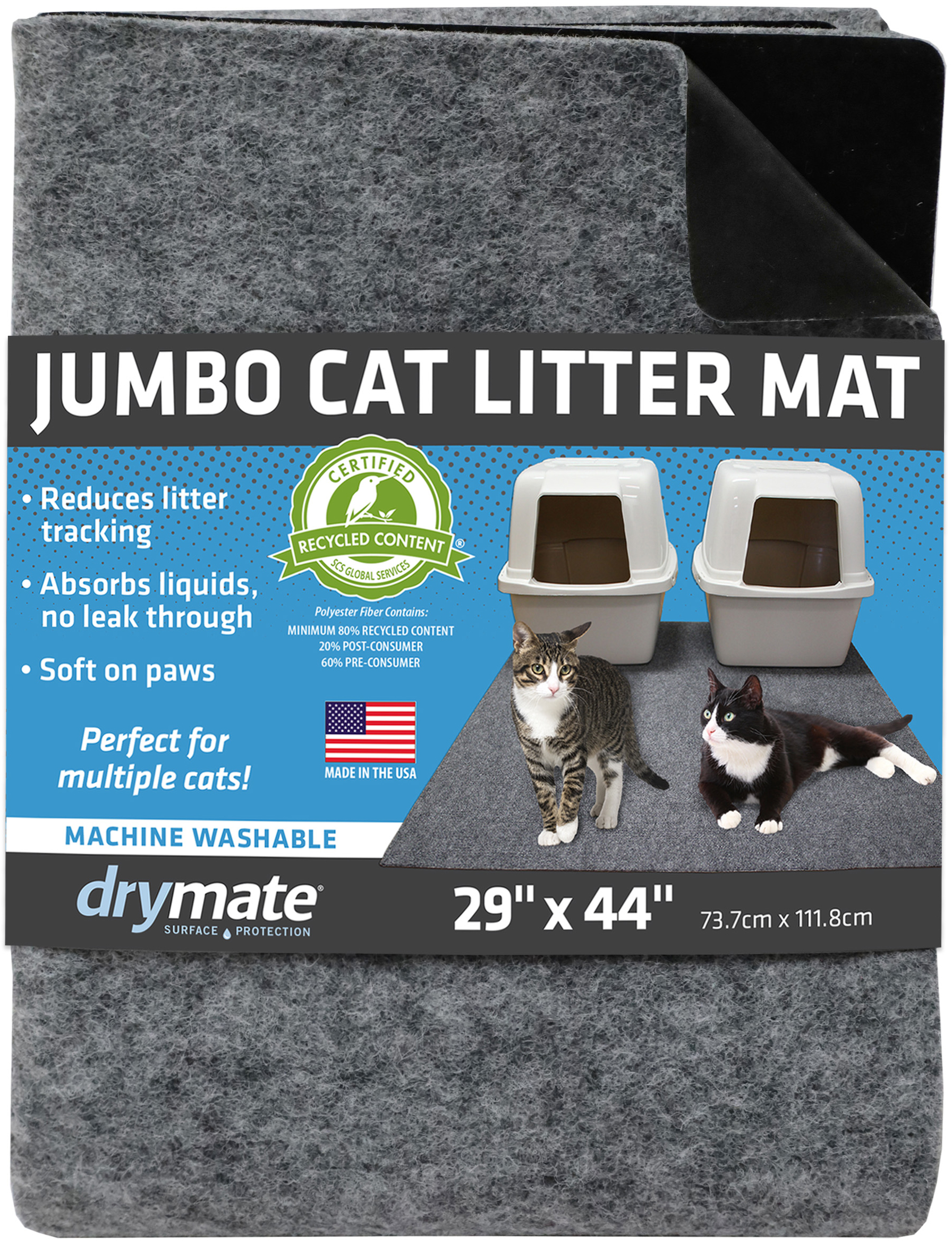 Drymate Jumbo Cat Litter Box Mat, Light Grey 29x44 photo 5