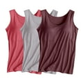 thumbnail image 3 of Wdfiry 3PC Women's Tank Top with Built in Bra Sleeveless Wide Shoulder Strap Camisoles Basic Cami Tanks Summer Padded Bra Undershirt for Workout Sleeping Traveling, 3 of 3