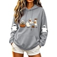thumbnail image 2 of Mifsaly Womens Pullover Hoodie Halloween Oversized Graphic Sweatshirt Drop Shoulder Long Sleeve Hooded Sweatshirts Gray,XL, 2 of 5