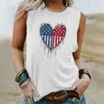 thumbnail image 2 of USA Flag Star Stripe Tank Tops Scooped Neck Tee Sleeveless Shirts Patriotic T-Shirts Loose Fitted Camisole Lounge Breathable Camis Beach Holiday Dressy Shirts Independence Day Blouse, 2 of 4