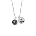 thumbnail image 2 of Delight Jewelry Silvertone Antiqued Round Seal - Initial - E - Silvertone Script Initial Disc - R - Charm Necklace, 20"+3", 2 of 4