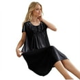 thumbnail image 5 of Tnhcen Plus Size Nightgown Women's Sleepwear Sexy Lace Trim Short Sleeve Nightdress Midi Length Free Size Soft Ice Silk Nightgown for Women, 5 of 9