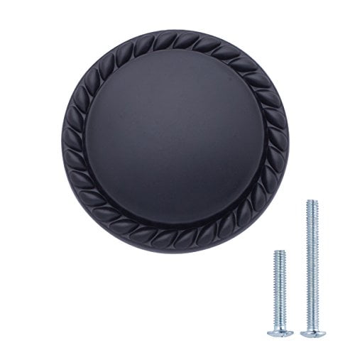 10-Pack 1.44 Diameter Basics Flat Round Cabinet Knob Flat Black
