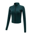 thumbnail image 4 of Npasoilc Cropped Athletic Jacket For Women Slim Long Sleeve Full Zip Turtleneck Thumbhole Sports Track Jacket Lightweight Running Sports Tops, 4 of 4