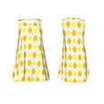thumbnail image 7 of Fuzoiu yellow argyle Print Women's Sleeveless Dress,Summer Dresses for Women,Casual Sundresses,Beach Sleeveless T-shirt Swing Dress with Pockets, 7 of 7