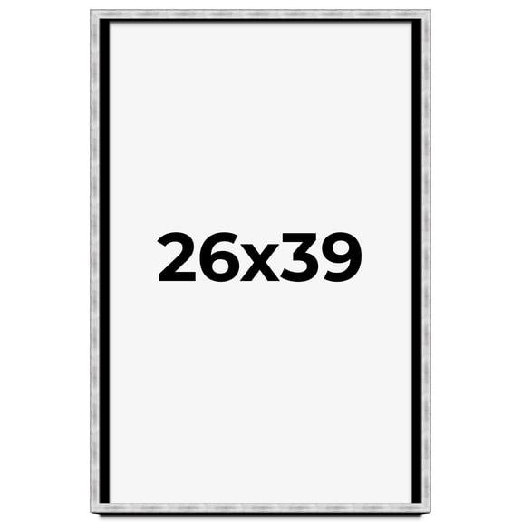 26x39 Frame Brushed Silver Solid Wood Picture Frame | 0.75 Inch Moulding Width | Rabbet Depth 0.75