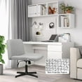 Waleaf Armless Office Desk Chair No Wheels,Fabric Padded Modern Swivel