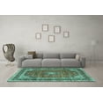 thumbnail image 3 of Ahgly Company Machine Washable Indoor Rectangle Medallion Turquoise Blue Traditional Area Rugs, 8' x 12', 3 of 4