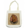 thumbnail image 1 of Circus Tote Bag, Hand Drawn Style Animal on Funny Bike Circus Bear on Bicycle Lettering, Cloth Linen Reusable Bag for Shopping Books Beach and More, 16.5" X 14", Cream, by Ambesonne, 1 of 2