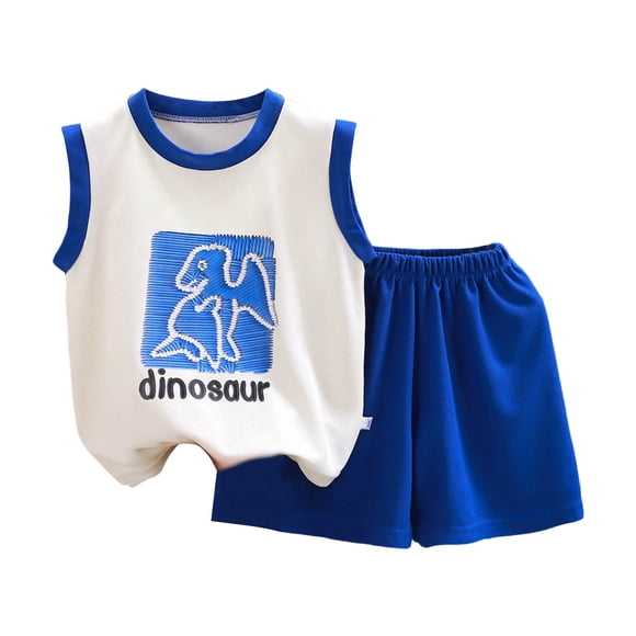 Yammkia Boy's Tank Top Newborn Infant Baby Boy Shorts Set Camisole Tank Top Jogger Shorts Outfit 2Pcs Summer Casual Clothes(Blue,12-18 Months)