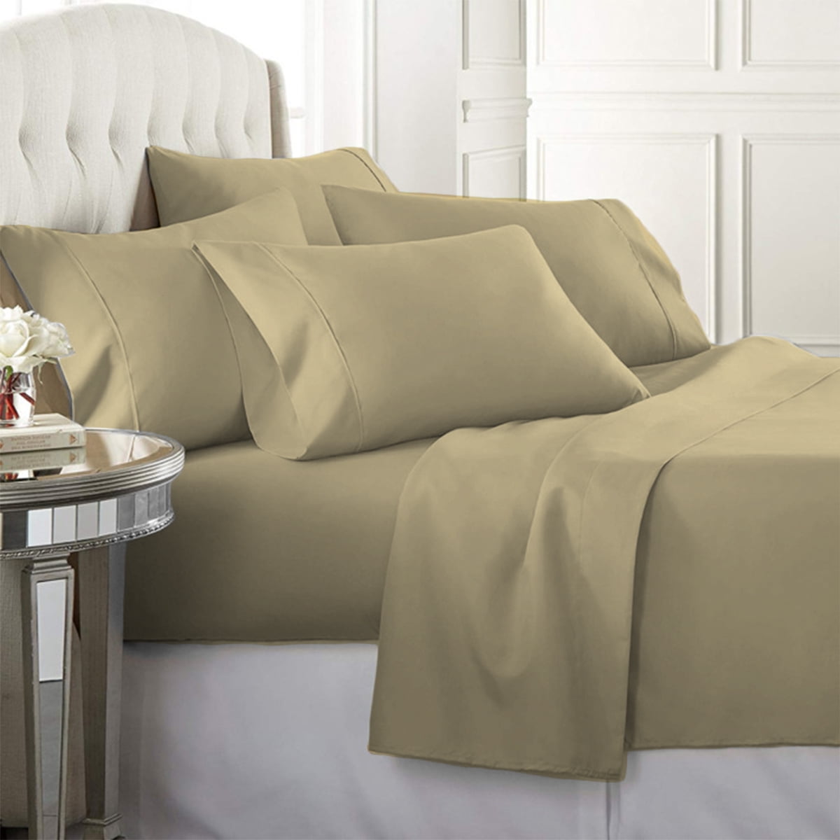 Branded " Chocolate " Solid Egyptian Cotton High Class Sheet Set Sizes "1500TC" 