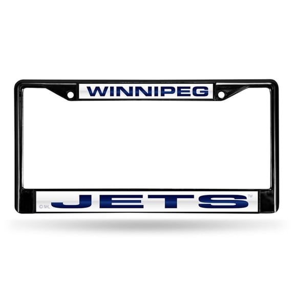 Winnipeg Hockey Jets Black 12x6 Auto Metal License Plate Frame Holder