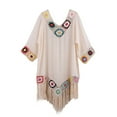 thumbnail image 5 of TMOYZQ Bohemian Summer Dress for Women Beach Swimsuit Cover Up Chiffon Hollow Out Floral Short Sleeve Sundress Casual Loose Tassel Beach Dress, 5 of 8
