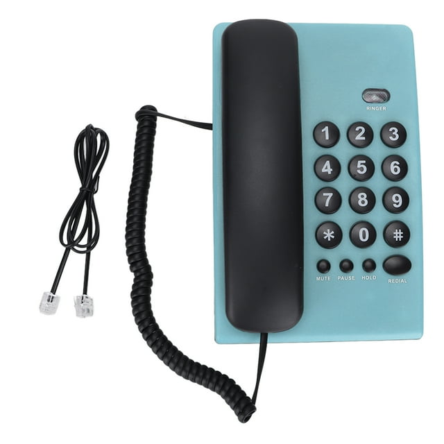 Teléfono fijo multifunción KXT504 con cable y doble auricular magnético, sin batería, para oficina y hotel (azul)