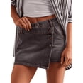 thumbnail image 2 of Women'S High Waisted Button Front Denim Skort Asymmetrical Hem Skirt Shorts Gray XL, 2 of 8
