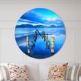 thumbnail image 2 of Designart 'Wooden Pier Remains in Blue Sea ' Modern wall clock, 2 of 6