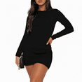 thumbnail image 3 of MLDRA Dresses for Women Long Sleeve Bodycon Mini Crew Neck Stretchy Casual Dresses Fall Dresses Black 2025, 3 of 7