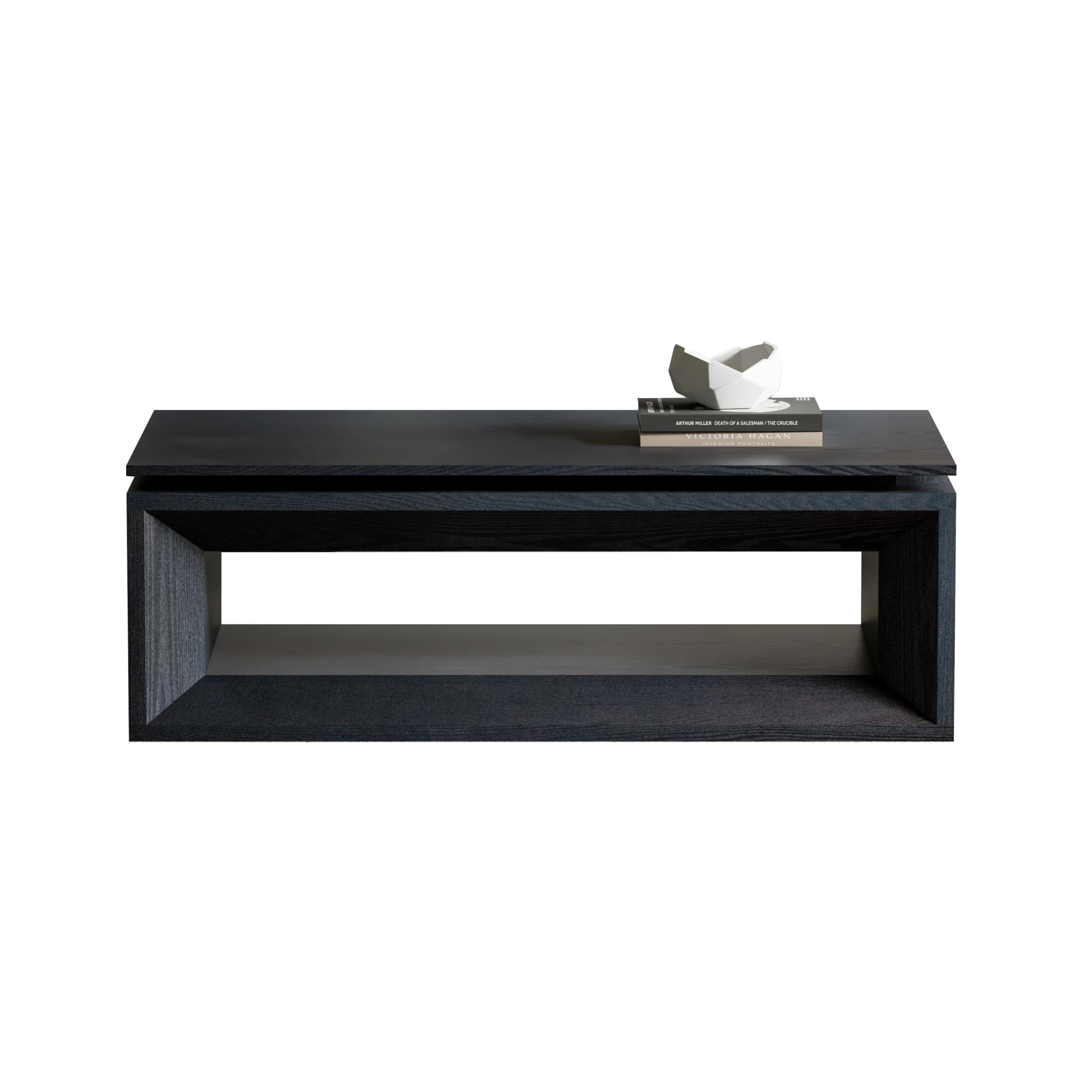 Noble House Fraser 43.3" Modern Lift-Top Coffee Table with Hidden Storage, Adjustable Height for Living Room, Black