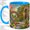 Blue, variant on Garden Arch Coffee Mug, Stained Glass Floral Art, Serene Daily Tea Sips
