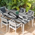 thumbnail image 2 of Grey Geometric Table Cloths for 4 Foot Rectangle Tables, Retro Black White Abstract Striped Lines Patio Waterproof Elastic Fitted Tablecloths, Washable Rectangular Table Cover for Camping, 2 of 8