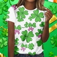 thumbnail image 2 of Erwazi St Patricks Day Womens Short Sleeve T-Shirts Crewneck Clover Cute Graphic Tee Tops, 2 of 7