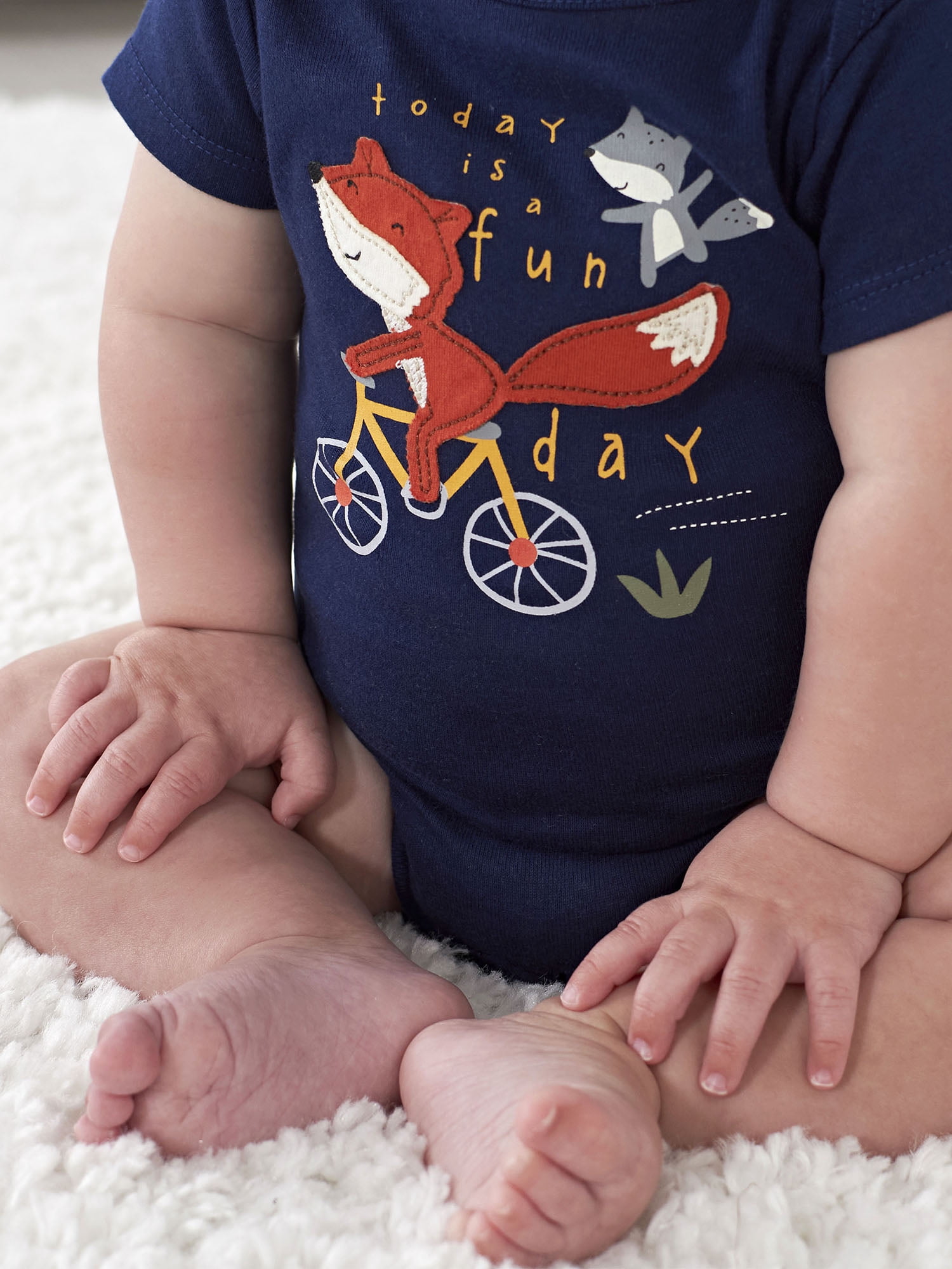 Baby Neutral Short Sleeve Onesies Bodysuits, 4-Pack, Sizes Newborn - 24 Months